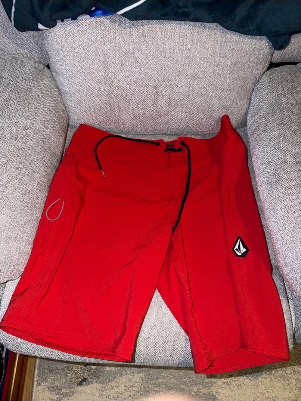 Volcom Red Men's Hybrid Boardshorts with Black Drawstring